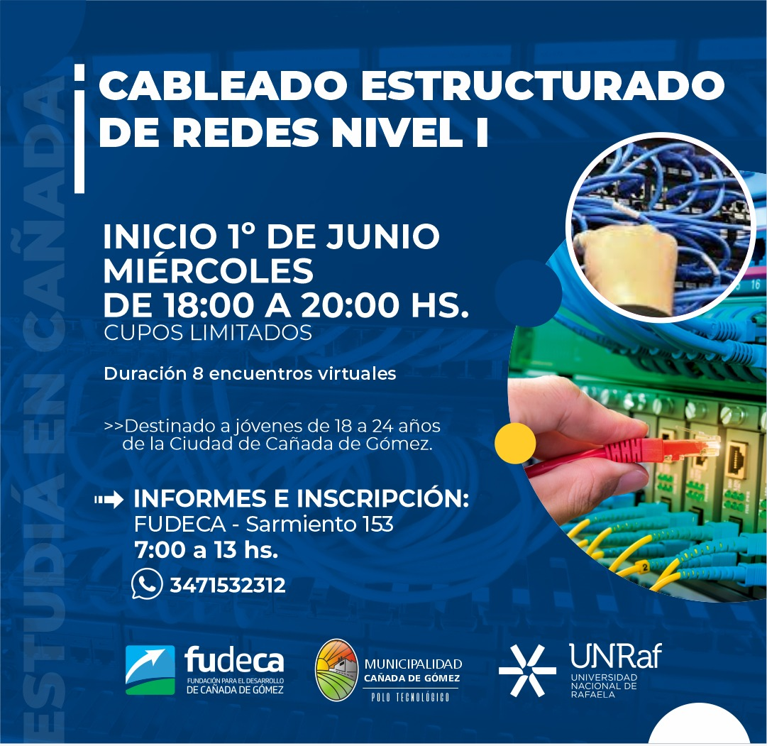 INSCRIPCIÓN ABIERTA CURSO VIRTUAL CABLEADO ESTRUCTURADO DE REDES NIVEL I